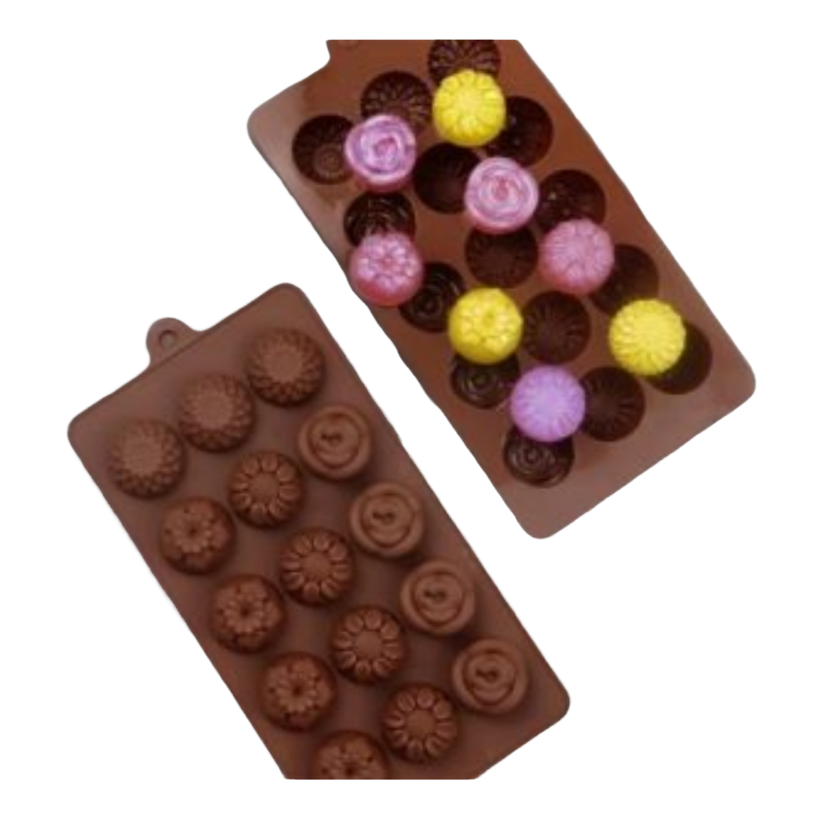 MOLDE DE SILICONA PARA BOMBONES DE CHOCOLATE FLORES ROSA GIRASOL DALIA