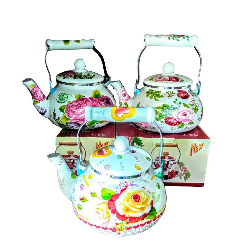 CALDERA ESMALTADA CON DISEÑO FLORALES DE 2,5L