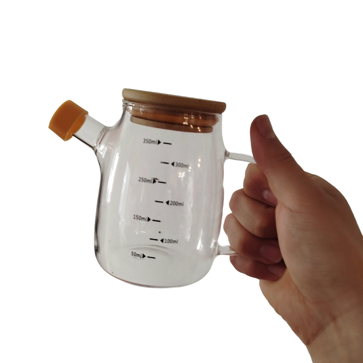 ACEITERA DE VIDRIO CON TAPA DE 350ML