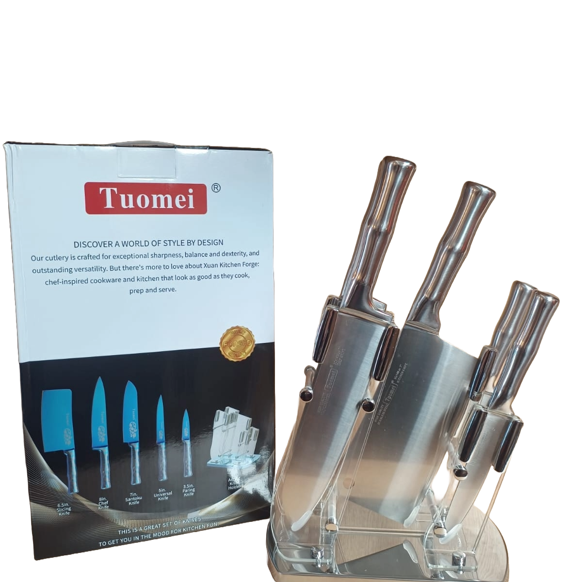 CUCHILLOS DE ACERO INOXIDABLE CON SOPORTE