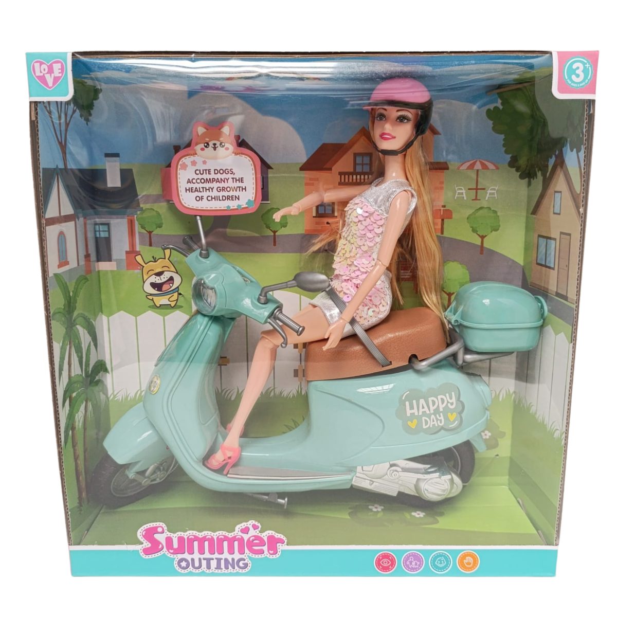 MUÑECA  ARTICULADA CON MOTO Y ACCESORIOS