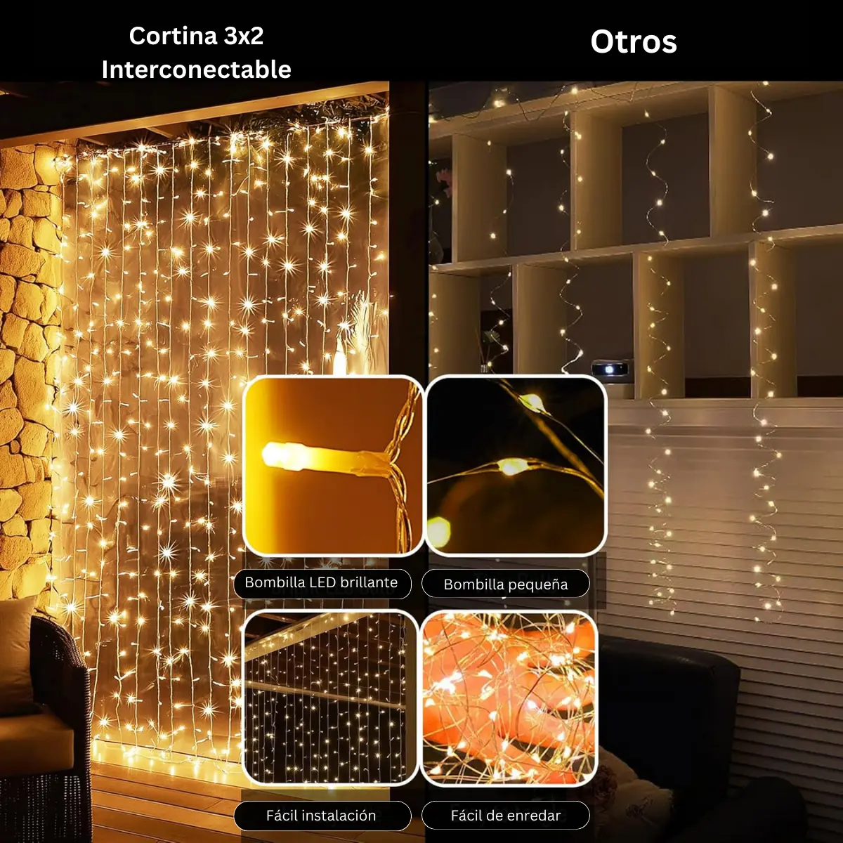 CORTINA LED LLUVIA 3X2 - Imagen 2