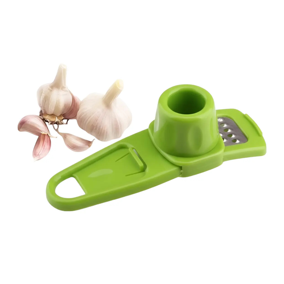 RALLADOR DE AJO PLÁSTICO ACERO INOX