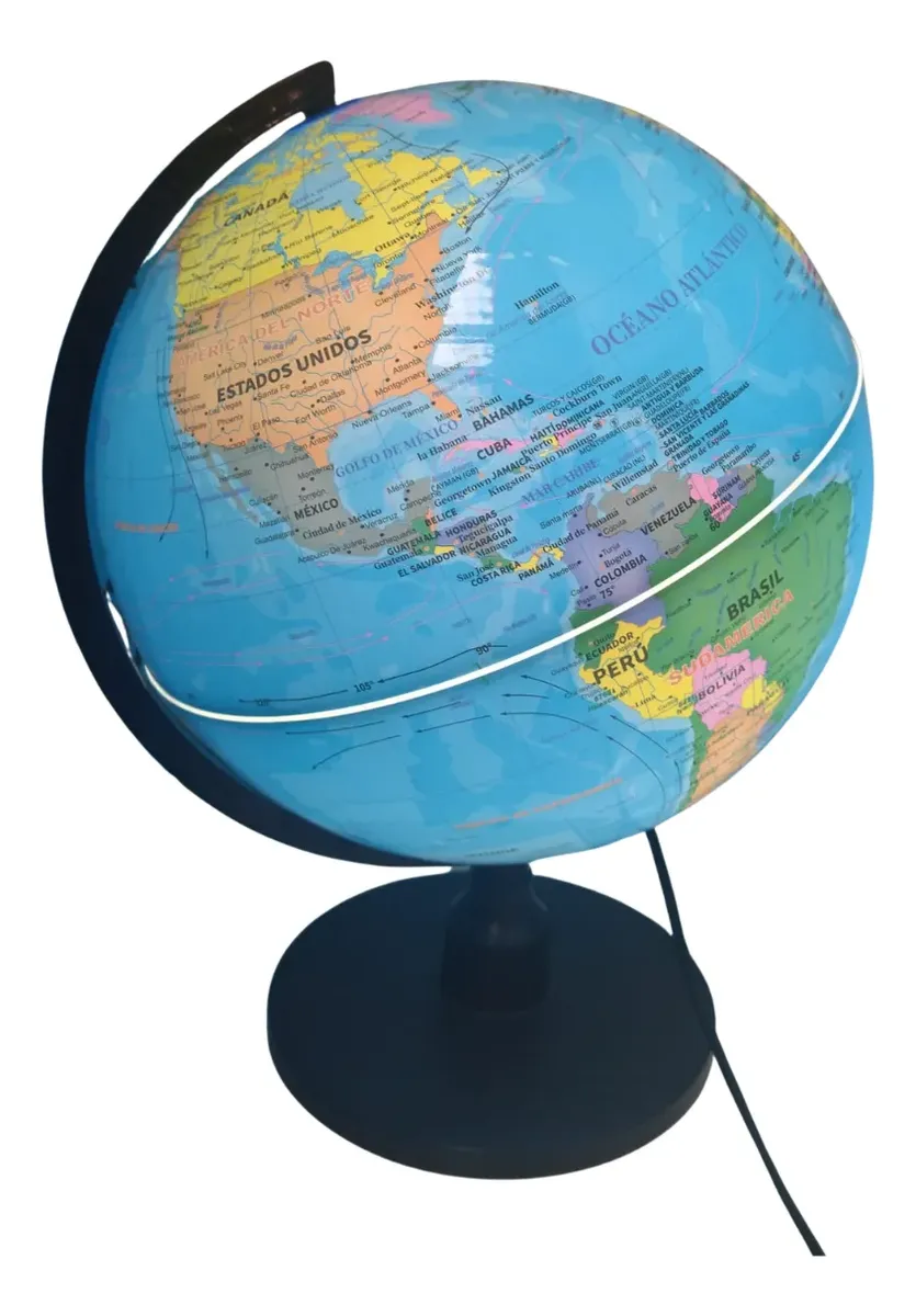 GLOBO TERRAQUEO EN ESPAÑOL CON LUZ BASE PVC - Imagen 3