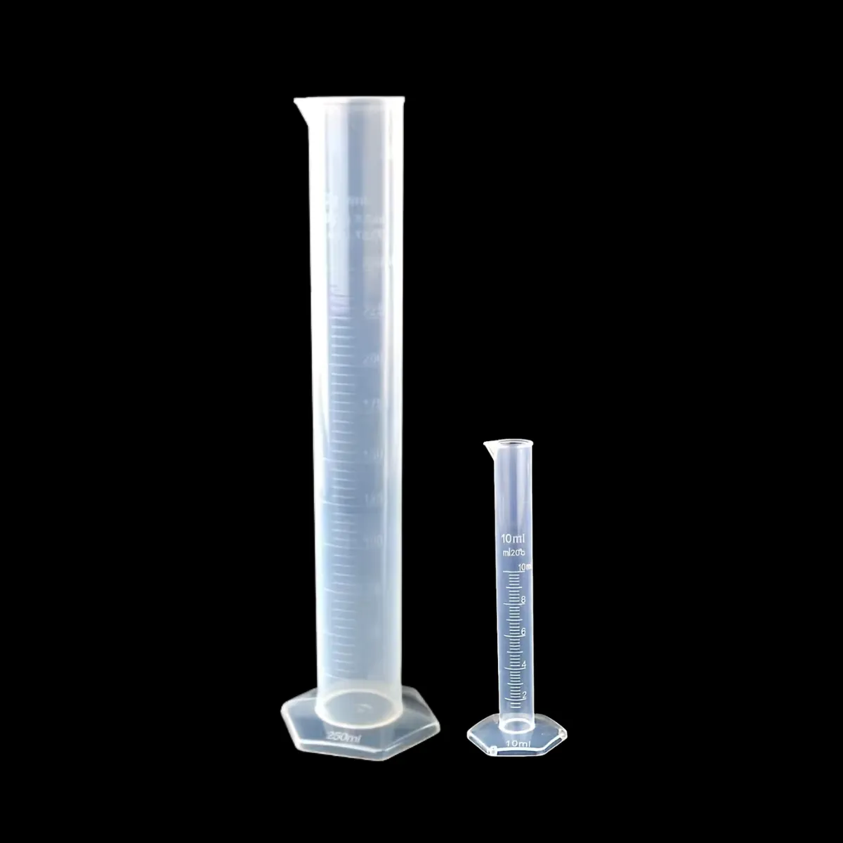 SET 2 PROBETAS GRADUADAS 250 ML Y 10 ML PLÁSTICO