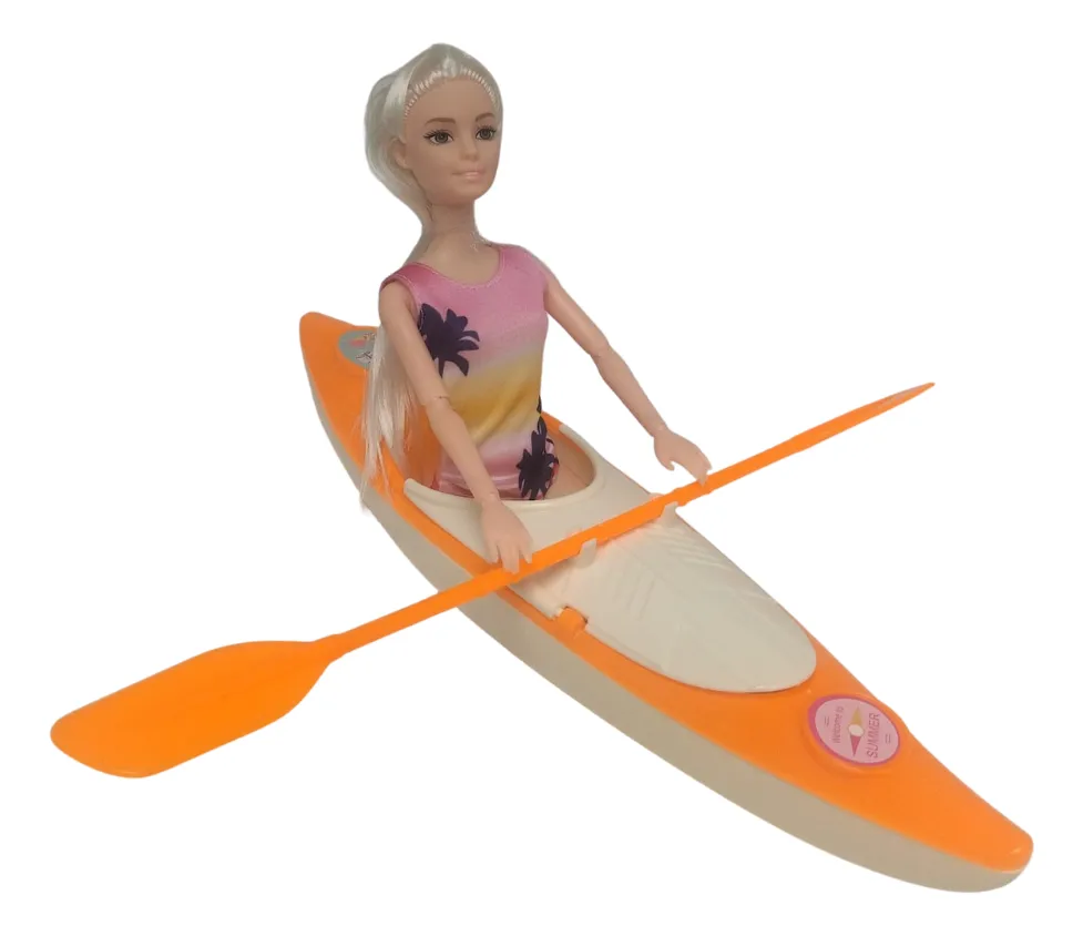 MUÑECA CON KAYAK Y ACCESORIOS