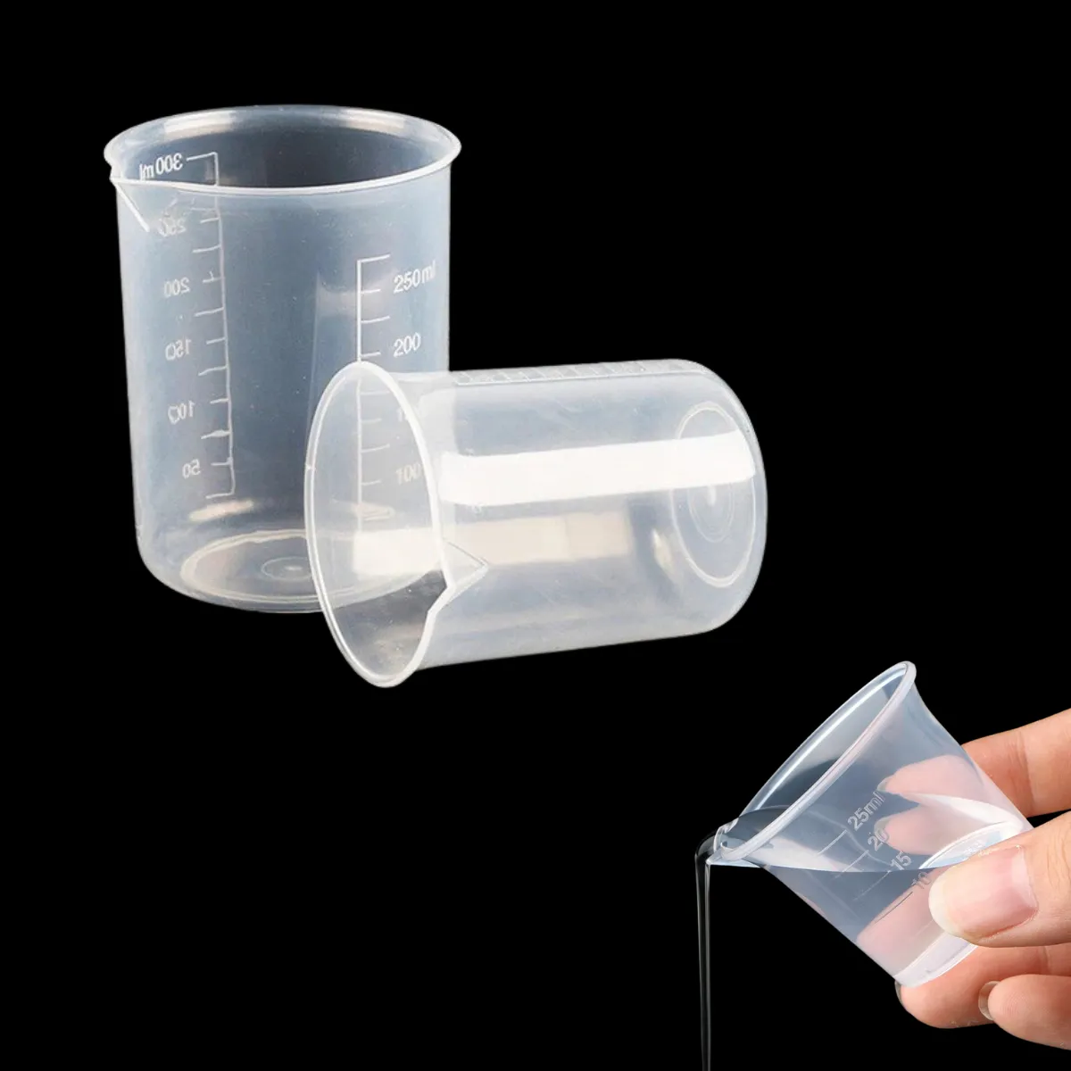 SET DE VASOS PLASTICOS GRADUADOS 250 ML Y 25 ML