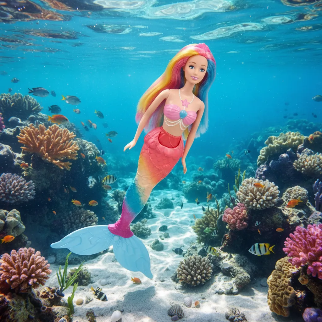 MUÑECA SIRENA MÁGICA CON COLA COLORIDA - Imagen 4