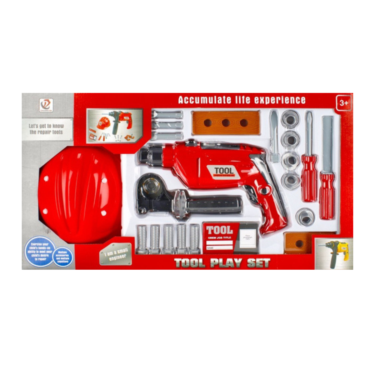KIT DE HERRAMIENTAS INFANTIL CON TALADRO CASCO Y ACCESORIOS - Imagen 3
